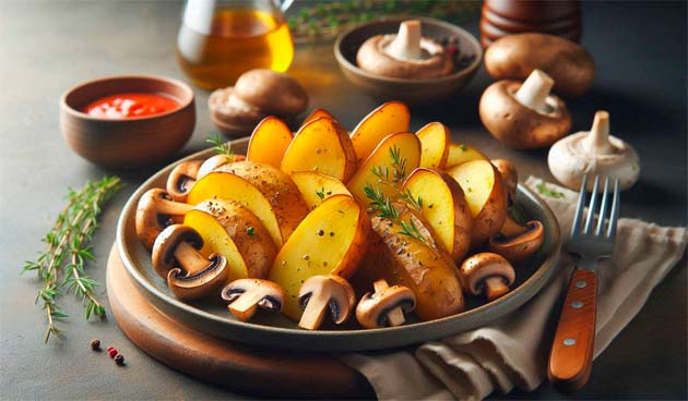 С грибами и майонезом