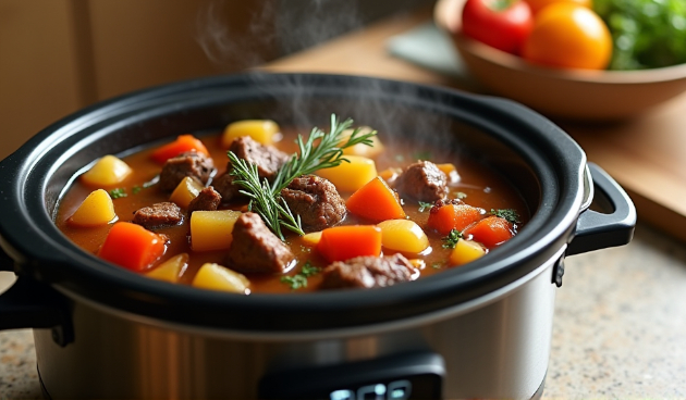 Рагу из говядины с картофелем и болгарским перцем в мультиварке