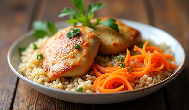 Перловка с курицей и морковью