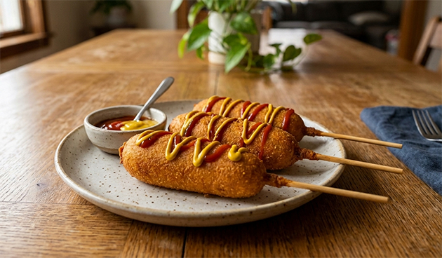 Корн-доги в вафельнице