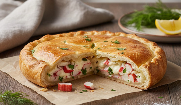 Пирог с крабовыми палочками