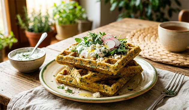 Вафли из нутовой муки с зеленью