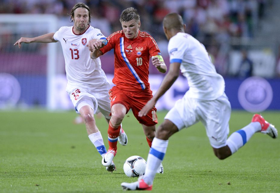 Андрей Аршавин во встрече с чехами (4:1)- единственном победном матче сборной России на Евро-2012. Фото: Global Look Press 