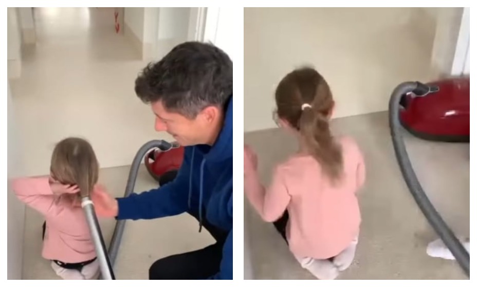 Игрок «Баварии» Роберт Левандовски легко заплетает дочери волосы. Фото: Скриншот Инстаграм 433