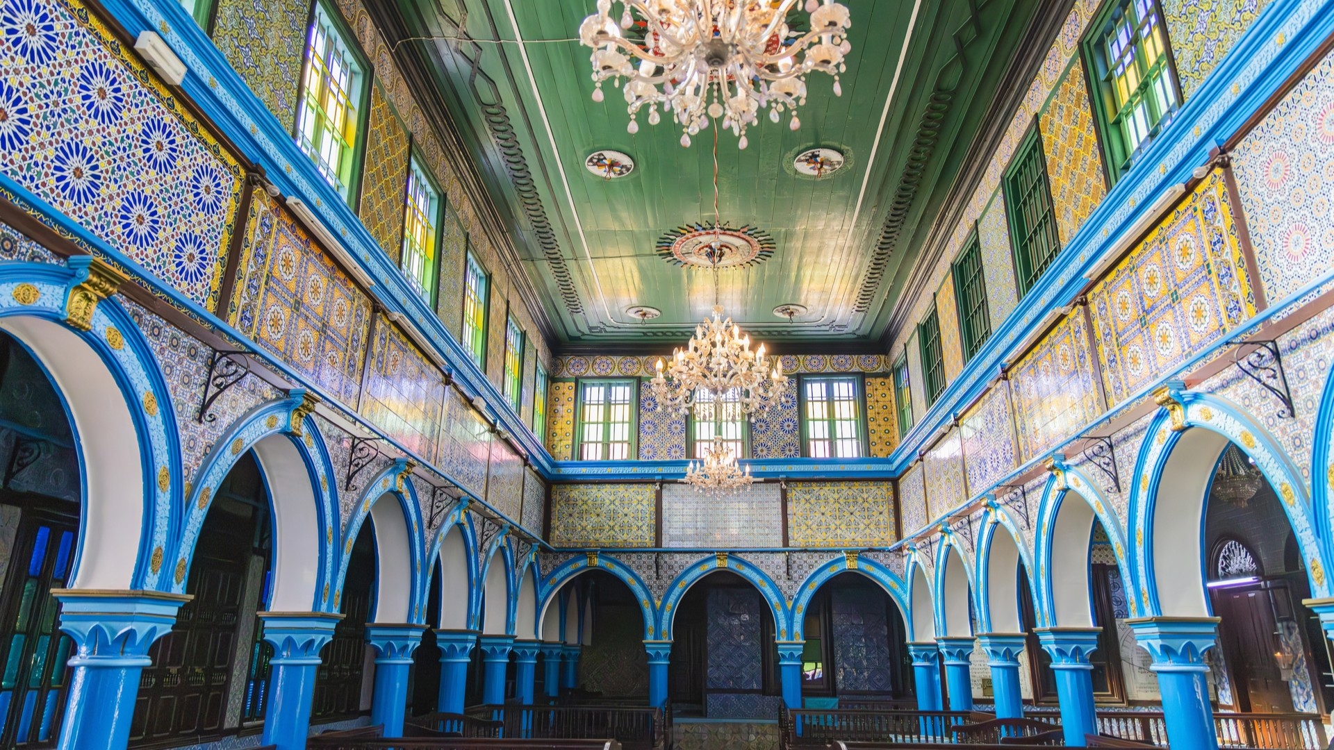 Внутренний вид синагоги Эль-Гриба, Джерба.